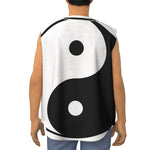 Black And White Yin Yang Symbol Print Sleeveless Baseball Jersey