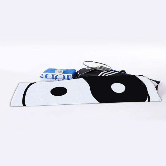 Black And White Yin Yang Symbol Print Sports Towel