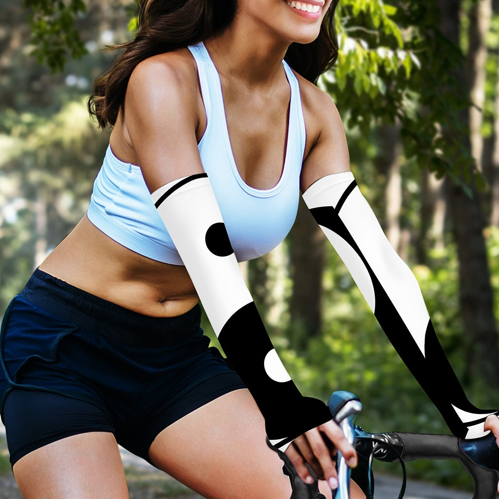 Black And White Yin Yang Symbol Print Sun Protection Arm Sleeves
