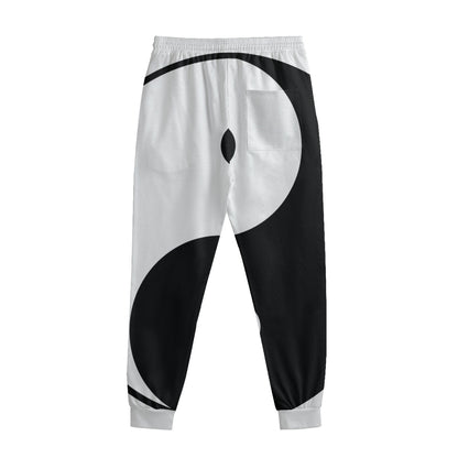 Black And White Yin Yang Symbol Print Sweatpants