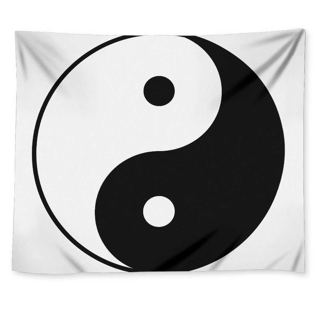 Black And White Yin Yang Symbol Print Tapestry