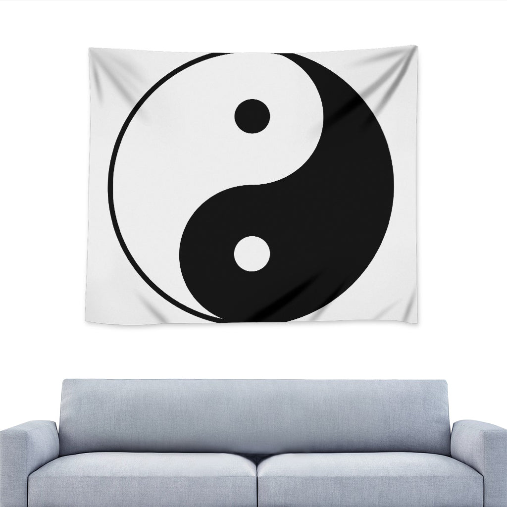 Black And White Yin Yang Symbol Print Tapestry