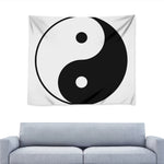 Black And White Yin Yang Symbol Print Tapestry