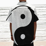 Black And White Yin Yang Symbol Print Textured Short Sleeve Shirt