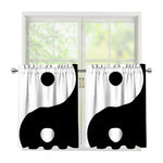 Black And White Yin Yang Symbol Print Tier Curtains