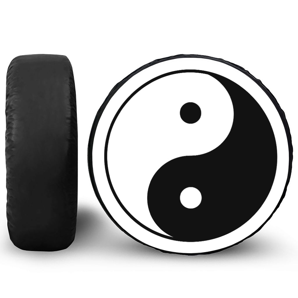 Black And White Yin Yang Symbol Print Tire Cover