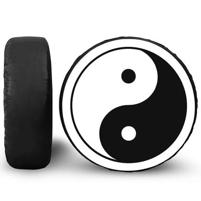 Black And White Yin Yang Symbol Print Tire Cover