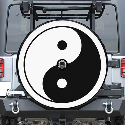 Black And White Yin Yang Symbol Print Tire Cover With Camera Hole