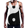 Black And White Yin Yang Symbol Print Men's Workout Tank Top