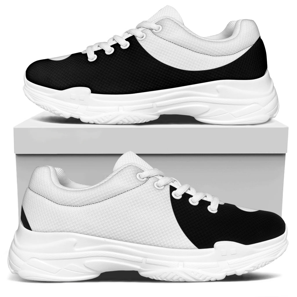 Black And White Yin Yang Symbol Print White Chunky Shoes