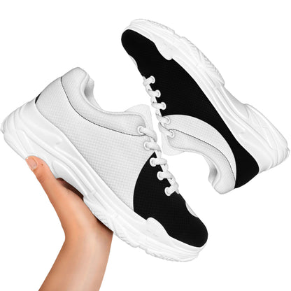 Black And White Yin Yang Symbol Print White Chunky Shoes