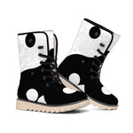 Black And White Yin Yang Symbol Print Winter Boots