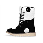 Black And White Yin Yang Symbol Print Winter Boots