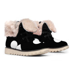 Black And White Yin Yang Symbol Print Winter Boots