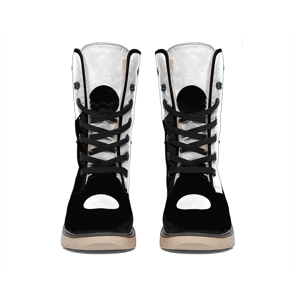 Black And White Yin Yang Symbol Print Winter Boots