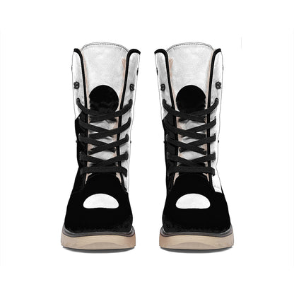 Black And White Yin Yang Symbol Print Winter Boots