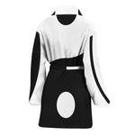 Black And White Yin Yang Symbol Print Women's Bathrobe