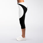 Black And White Yin Yang Symbol Print Women's Capri Leggings