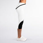 Black And White Yin Yang Symbol Print Women's Capri Leggings