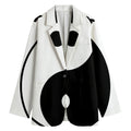 Black And White Yin Yang Symbol Print Women's Cotton Blazer