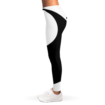 Black And White Yin Yang Symbol Print Women's Leggings