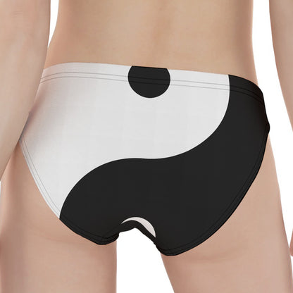 Black And White Yin Yang Symbol Print Women's Panties