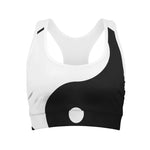 Black And White Yin Yang Symbol Print Women's Sports Bra
