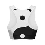 Black And White Yin Yang Symbol Print Women's Sports Bra