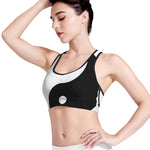 Black And White Yin Yang Symbol Print Women's Sports Bra