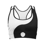Black And White Yin Yang Symbol Print Women's Sports Bra