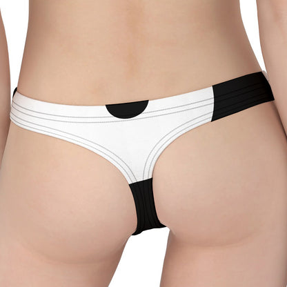 Black And White Yin Yang Symbol Print Women's Thong