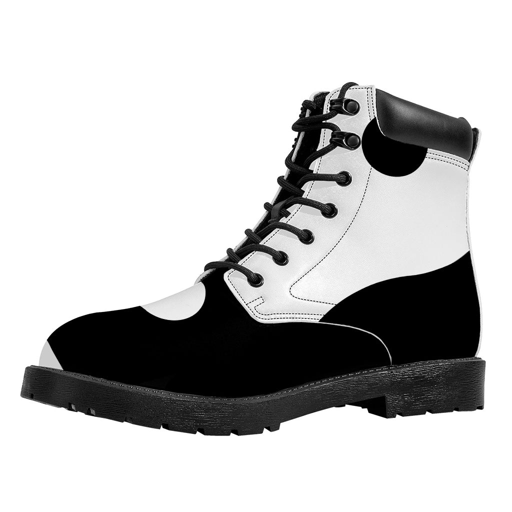 Black And White Yin Yang Symbol Print Work Boots