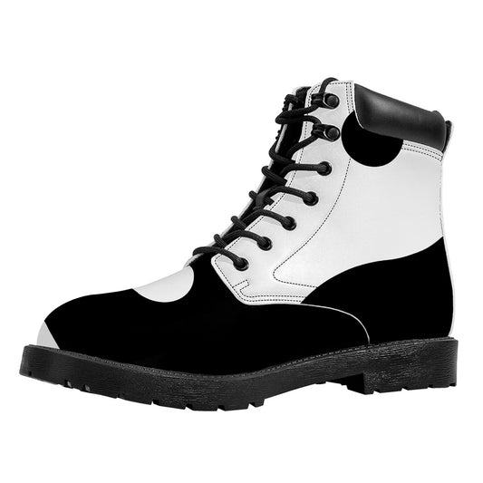 Black And White Yin Yang Symbol Print Work Boots