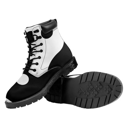 Black And White Yin Yang Symbol Print Work Boots