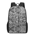 Black And White Zentangle Pattern Print 17 Inch Backpack