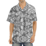 Black And White Zentangle Pattern Print Aloha Shirt