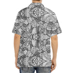 Black And White Zentangle Pattern Print Aloha Shirt