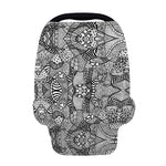 Black And White Zentangle Pattern Print Baby Seat Cover