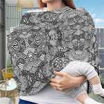Black And White Zentangle Pattern Print Baby Seat Cover