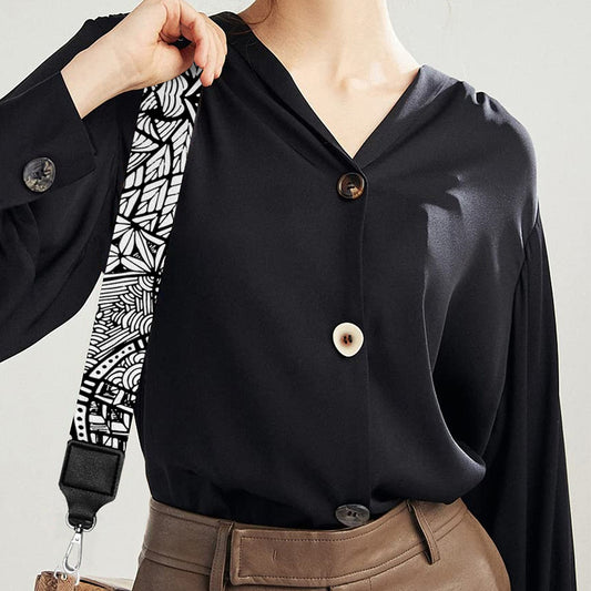 Black And White Zentangle Pattern Print Bag Strap