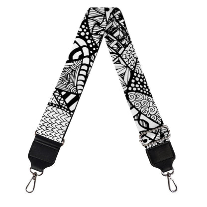 Black And White Zentangle Pattern Print Bag Strap