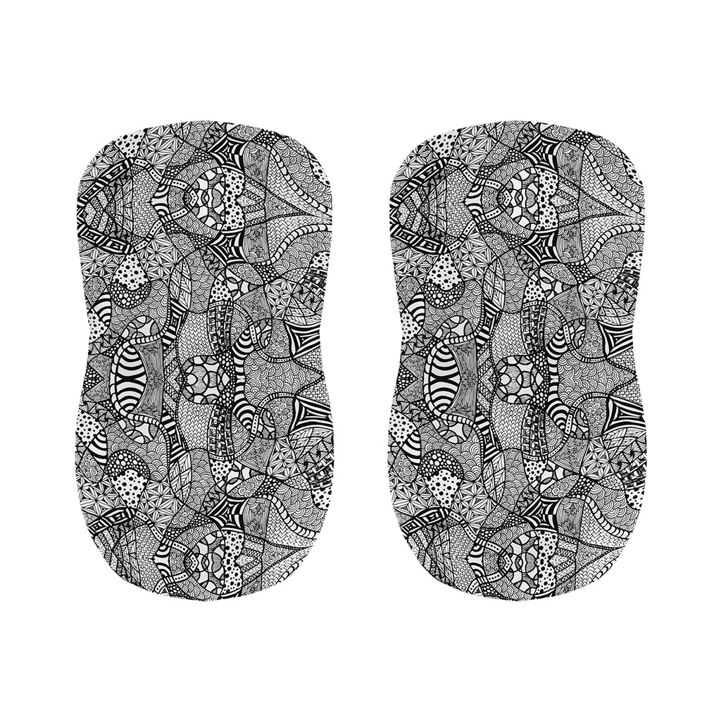 Black And White Zentangle Pattern Print Bar Stool Covers