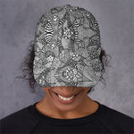 Black And White Zentangle Pattern Print Baseball Cap