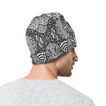 Black And White Zentangle Pattern Print Beanie