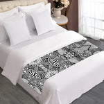 Black And White Zentangle Pattern Print Bed Runner