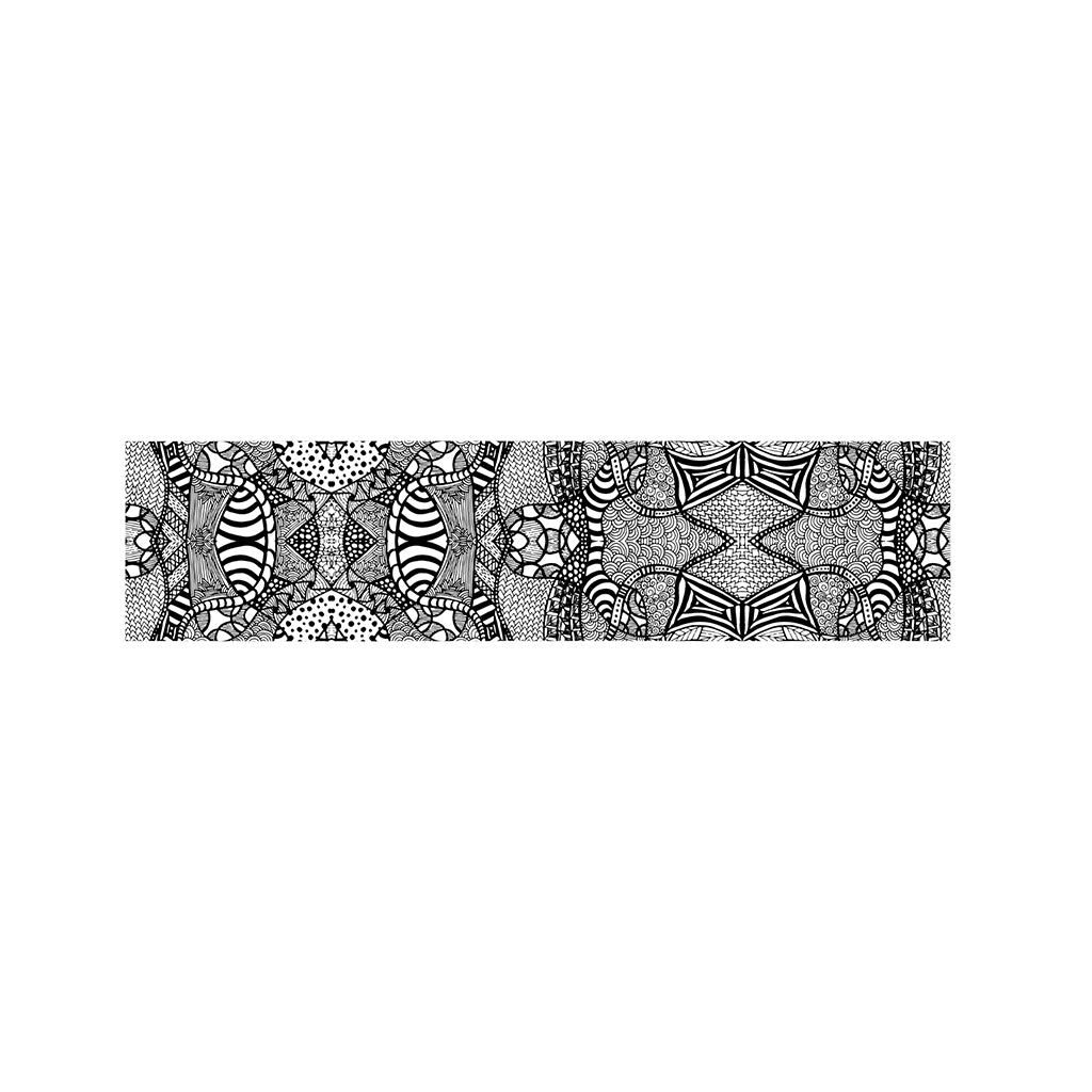 Black And White Zentangle Pattern Print Bed Runner
