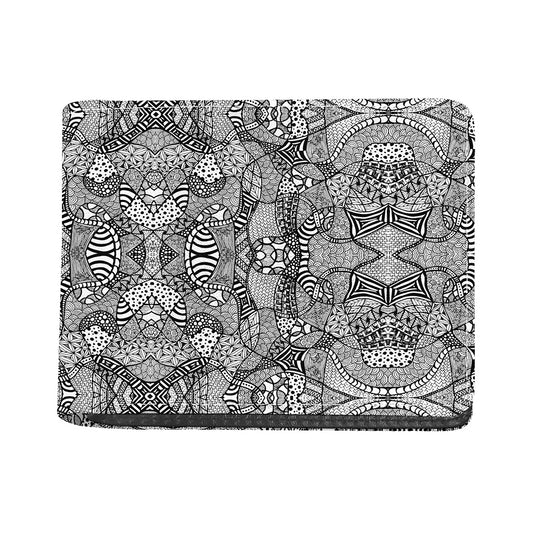 Black And White Zentangle Pattern Print Bifold Wallet
