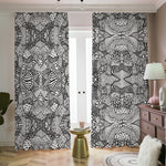 Black And White Zentangle Pattern Print Blackout Pencil Pleat Curtains