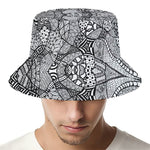 Black And White Zentangle Pattern Print Bucket Hat