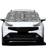 Black And White Zentangle Pattern Print Car Windshield Snow Cover